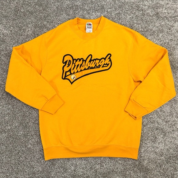Vintage 90s NFL Pittsburgh Steelers Yellow Sweatshirt Size M - Picture 1 of 6